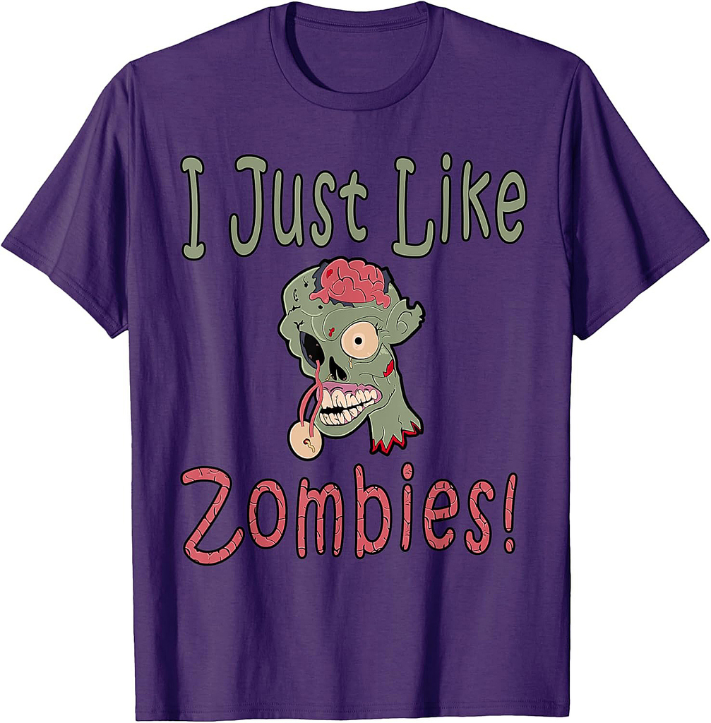 I Just Like Zombies Funny Zombie Halloween Costume T-Shirt