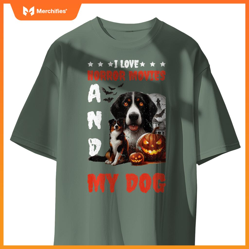 I Love Horror Movies And My Dog T-Shirt