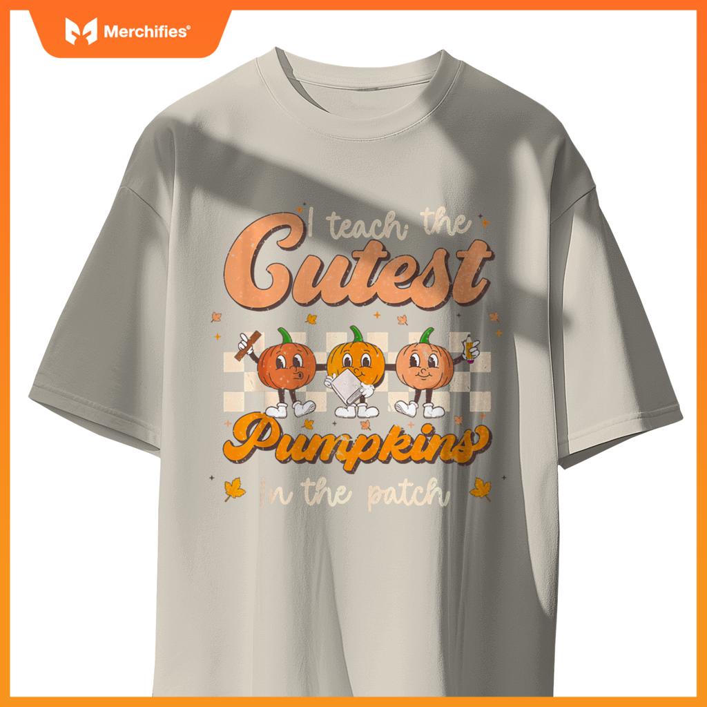 I Teach The Cutest Pumpkins In The Patch Groovy Teacher Fall T-shirt