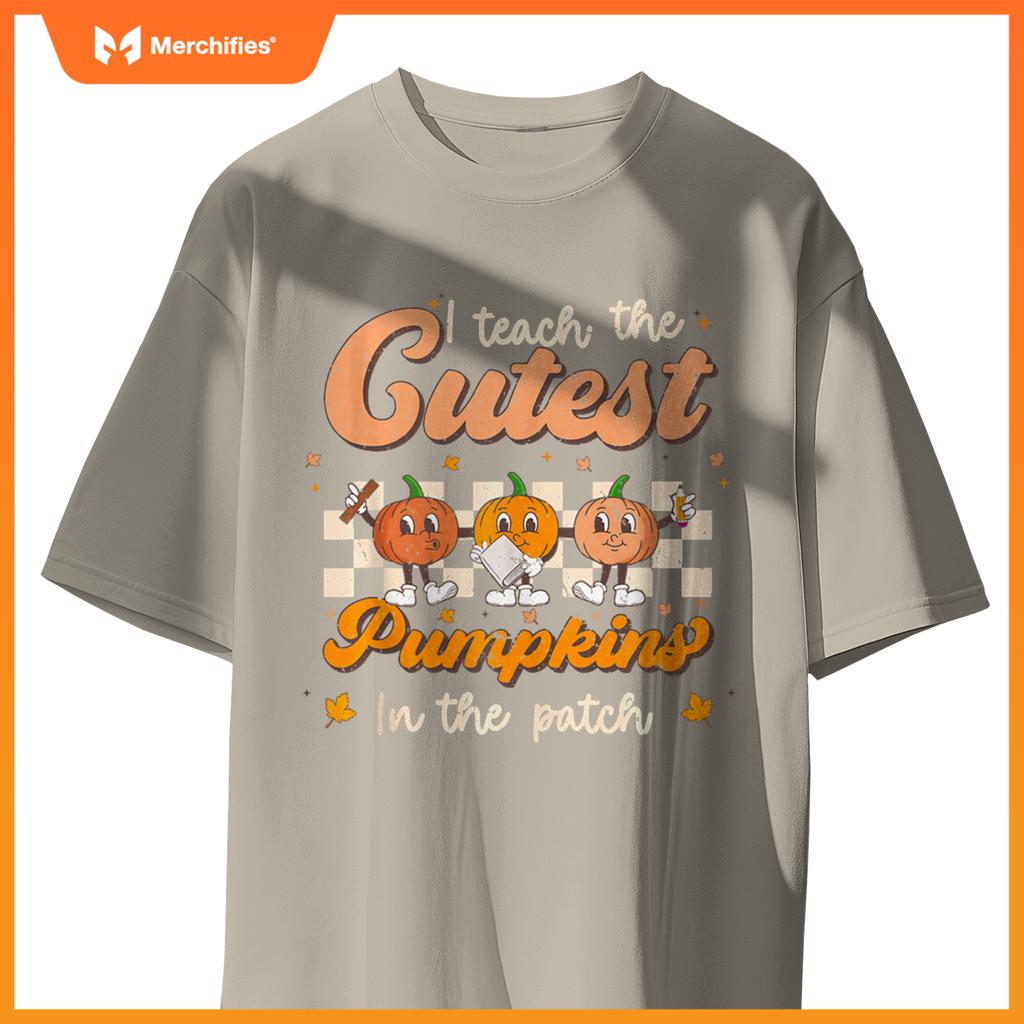 I Teach The Cutest Pumpkins In The Patch Groovy Teacher Fall T-shirt