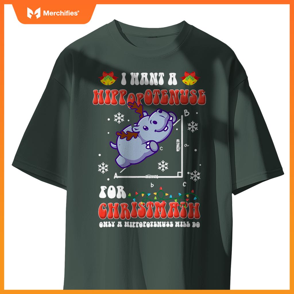 I Want a Hippopotenuse for Christmath Math teacher Christmas