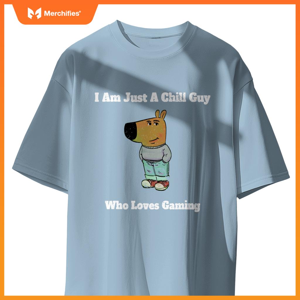I am Just a Chill Guy Who Loves Gaming Funny Gamer Dog Meme T-Shirt