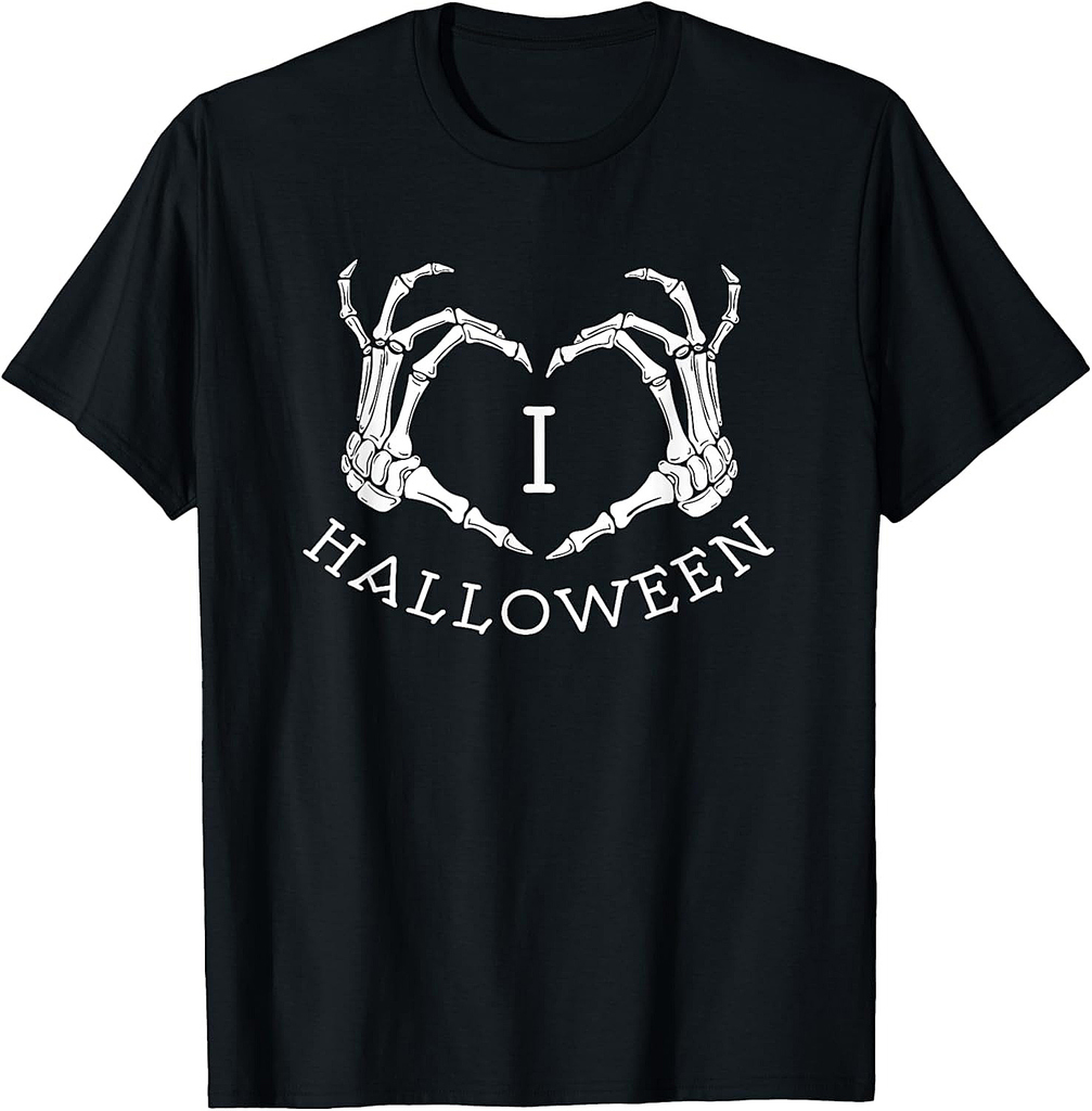 I love Halloween skeleton heart T-shirt, October fall shirt T-Shirt