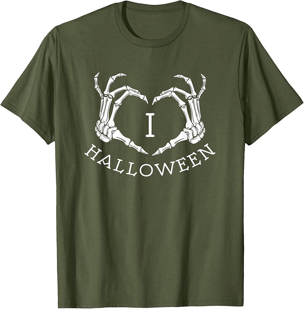 I love Halloween skeleton heart T-shirt, October fall shirt T-Shirt