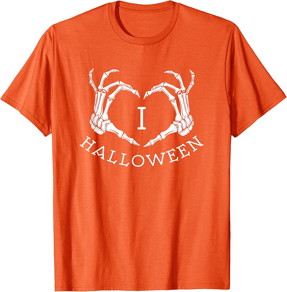 I love Halloween skeleton heart T-shirt, October fall shirt T-Shirt