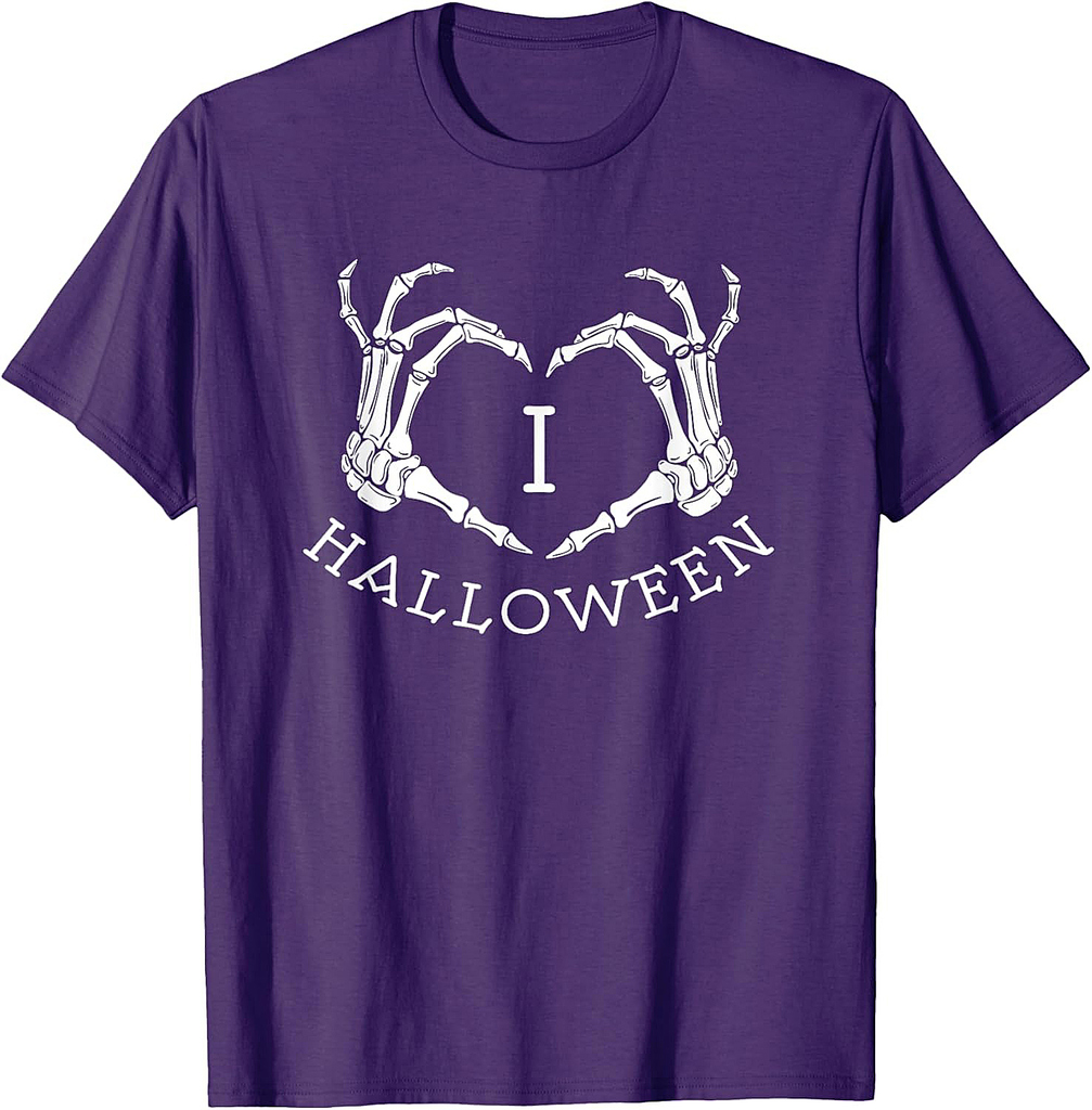 I love Halloween skeleton heart T-shirt, October fall shirt T-Shirt