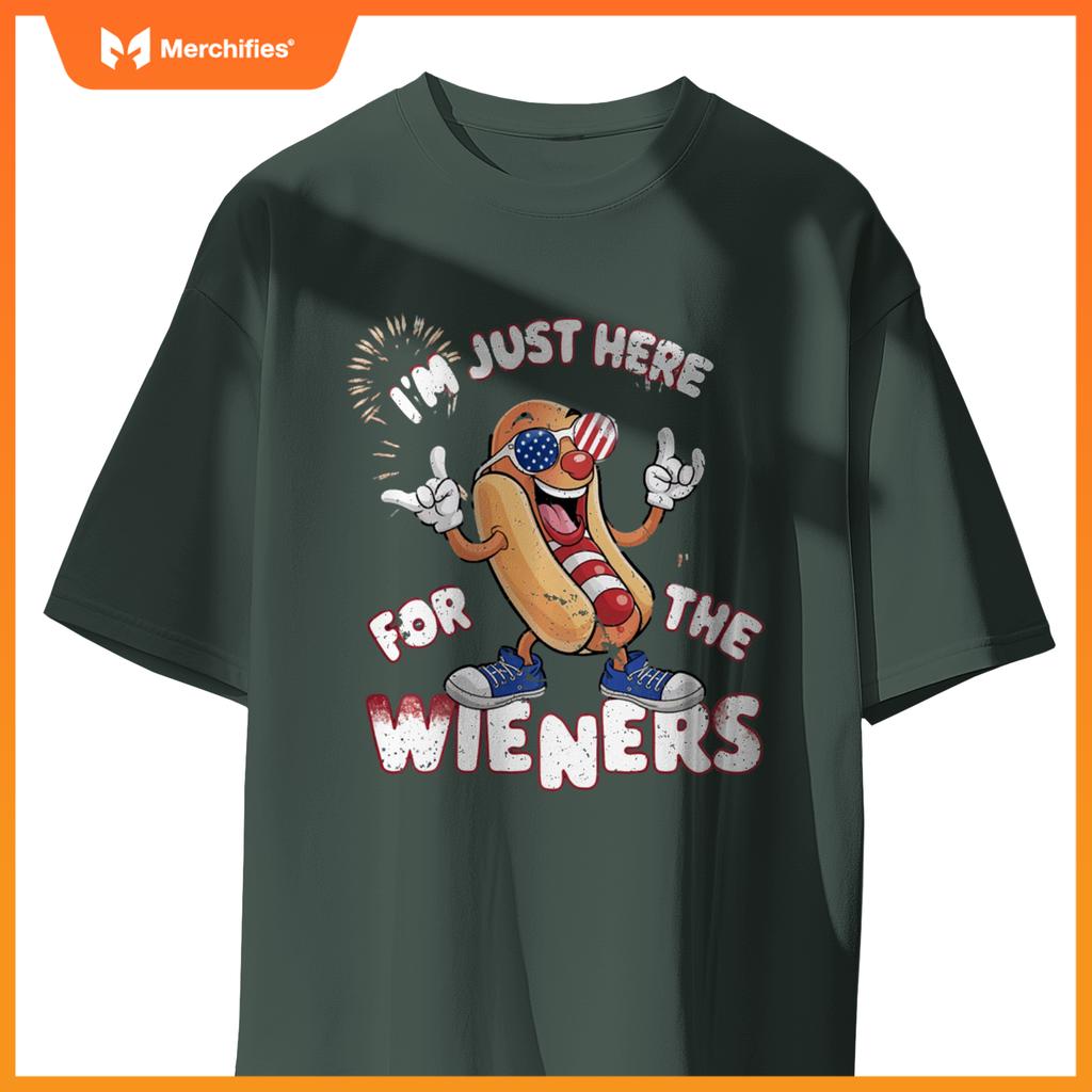 I'm Just Here For The Weiners 4th of July Patriotic Hot Dog T-Shirt