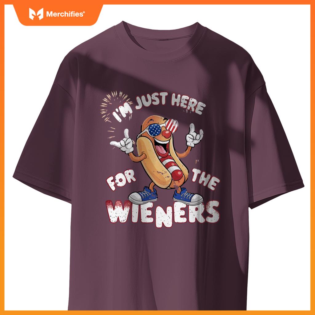 I'm Just Here For The Weiners 4th of July Patriotic Hot Dog T-Shirt