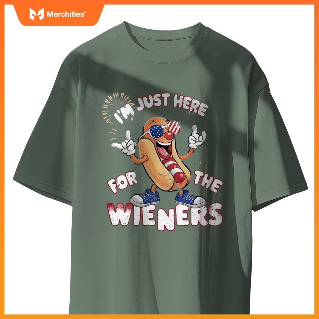 I'm Just Here For The Weiners 4th of July Patriotic Hot Dog T-Shirt