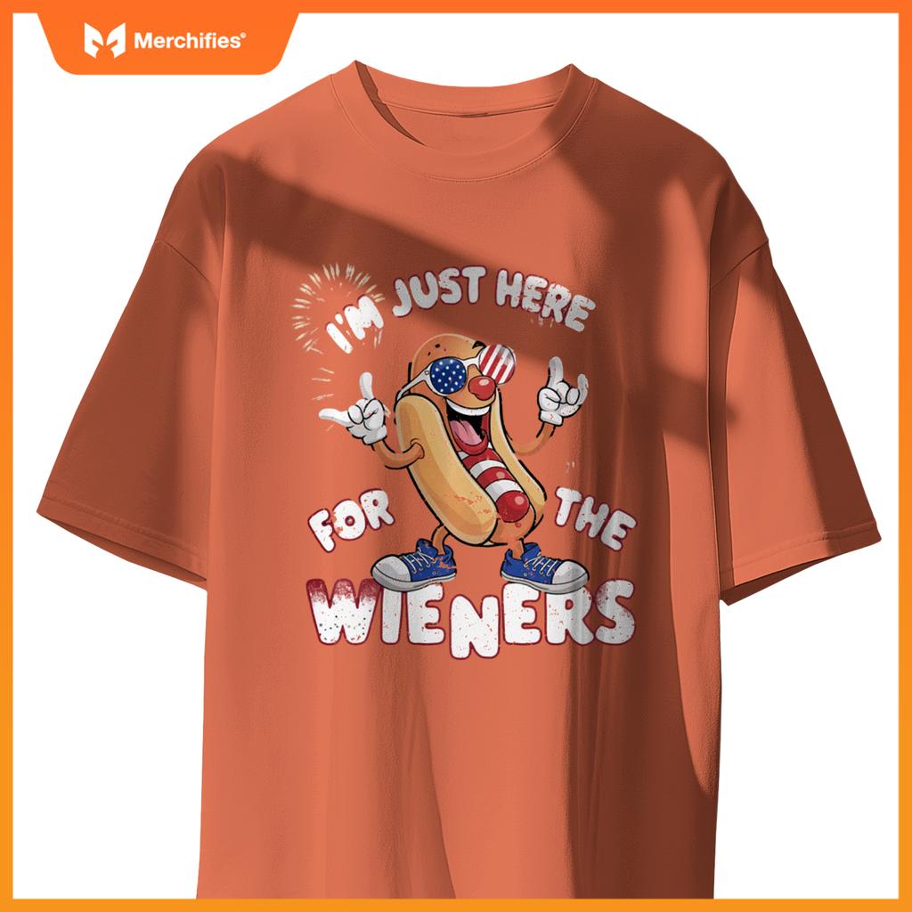 I'm Just Here For The Weiners 4th of July Patriotic Hot Dog T-Shirt