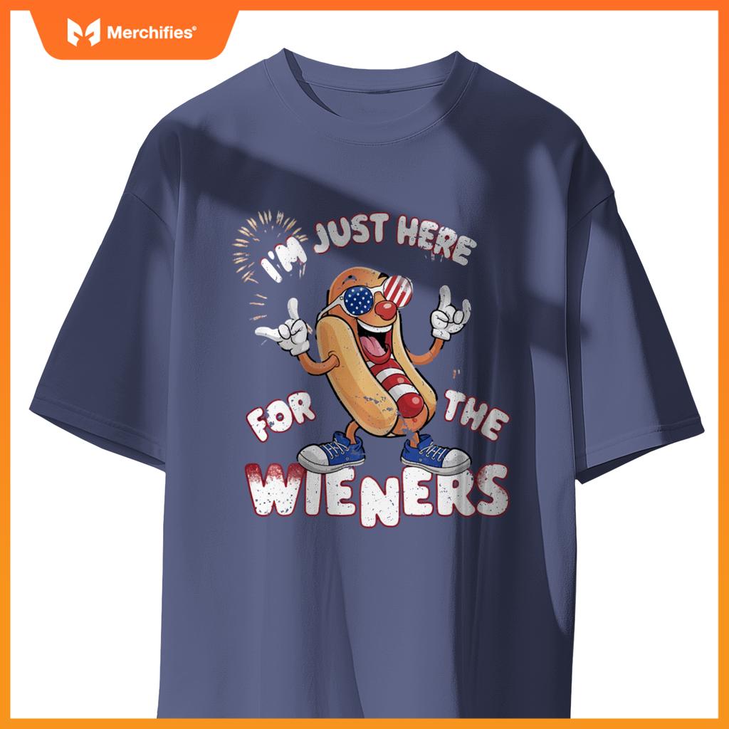 I'm Just Here For The Weiners 4th of July Patriotic Hot Dog T-Shirt
