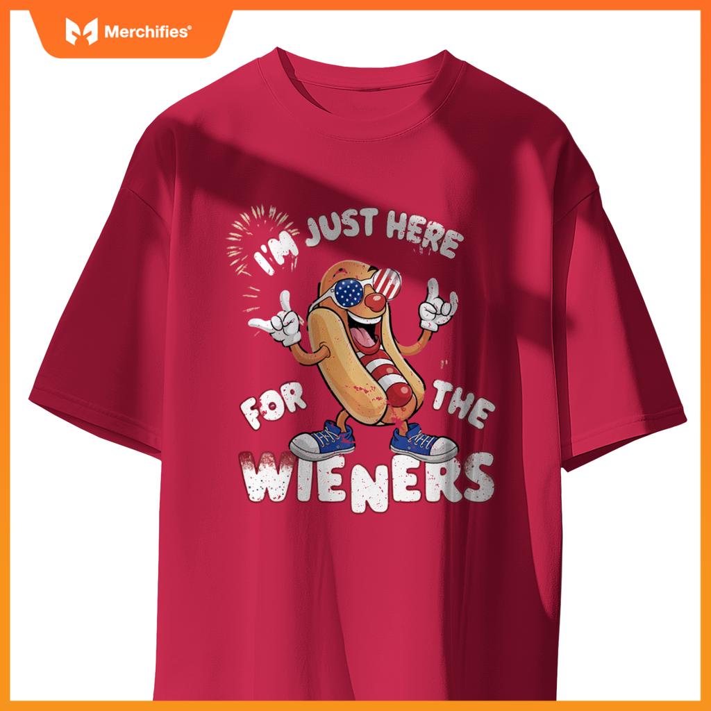 I'm Just Here For The Weiners 4th of July Patriotic Hot Dog T-Shirt