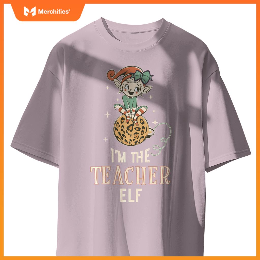 I'm the Teacher Elf Retro Matching Family Christmas Leopard