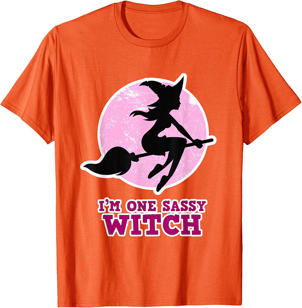 I’m one sassy Witch for Girls - Pink Witch Halloween T-Shirt