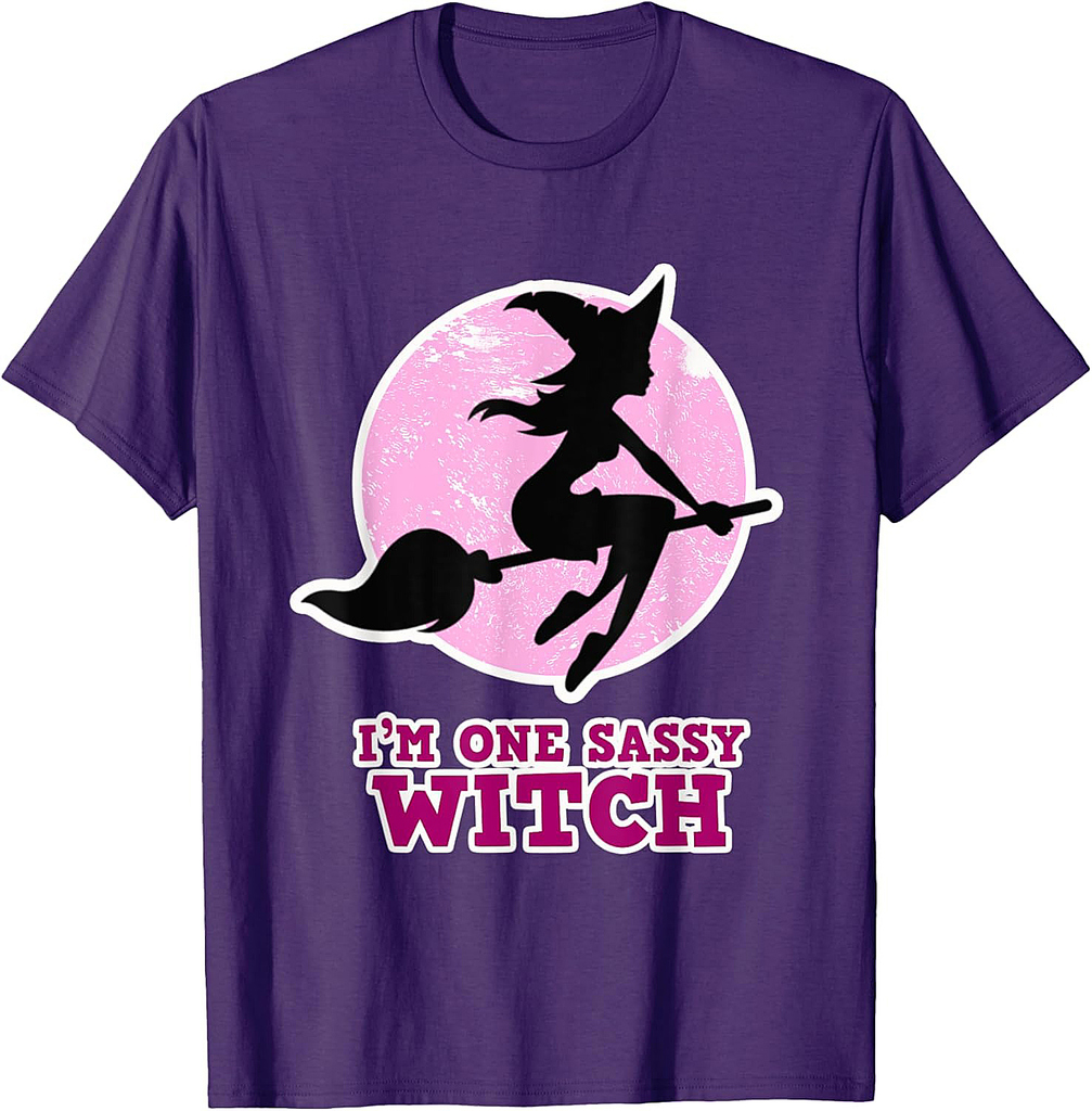 I’m one sassy Witch for Girls - Pink Witch Halloween T-Shirt
