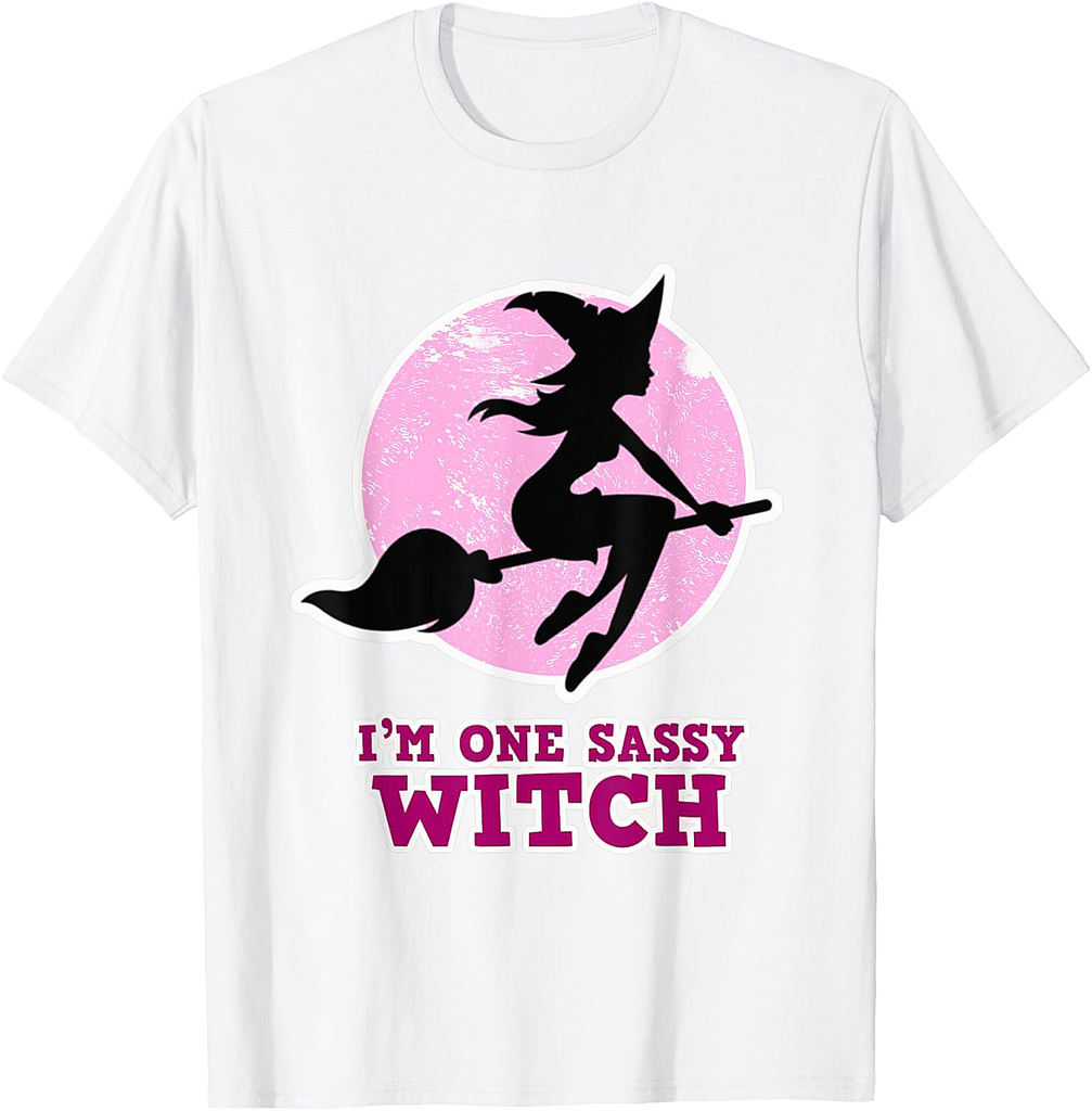 I’m one sassy Witch for Girls - Pink Witch Halloween T-Shirt