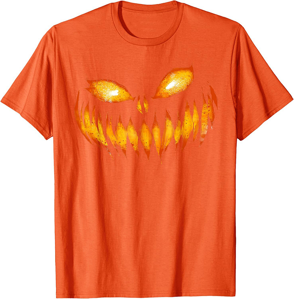 Jack O Lantern Scary Carved Pumpkin Face Halloween Costume T-Shirt