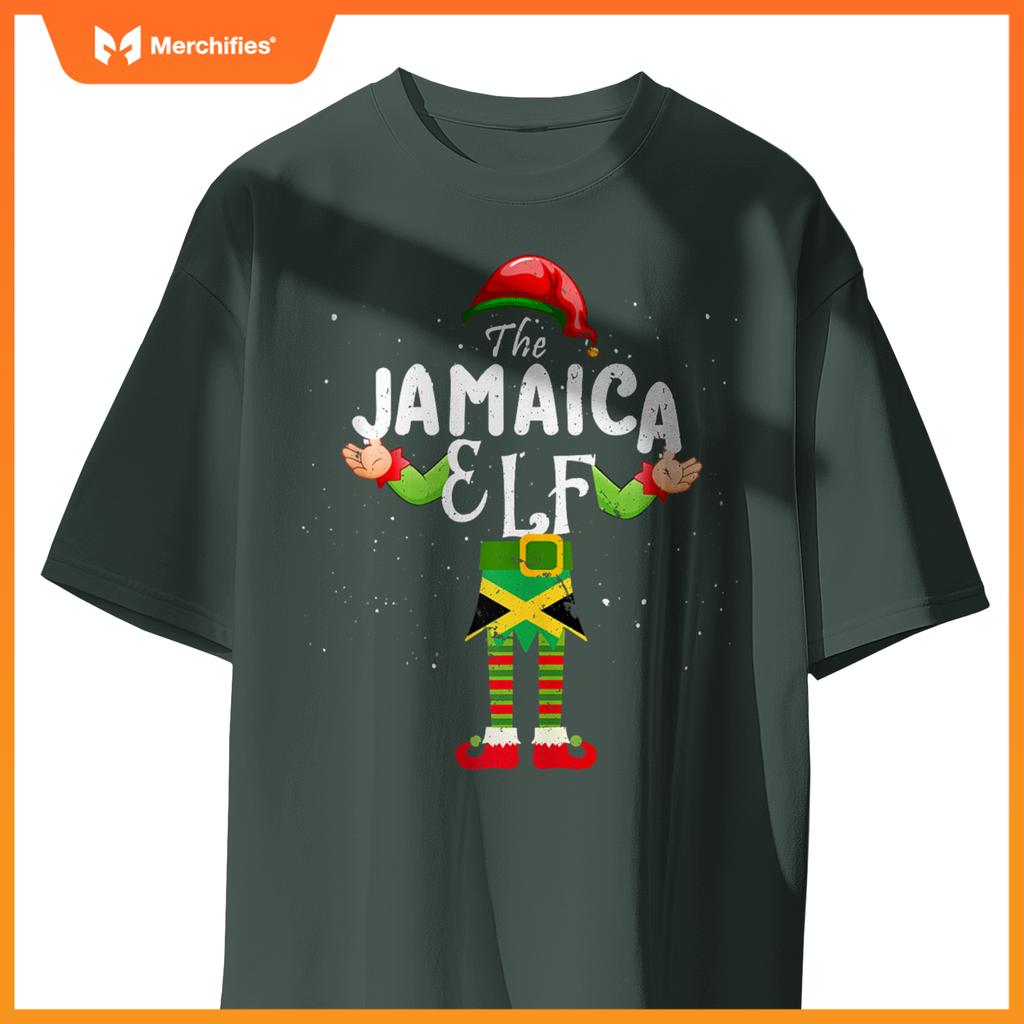 Jamaica Elf Matching Proud Patriotic Group Christmas Party T-Shirt