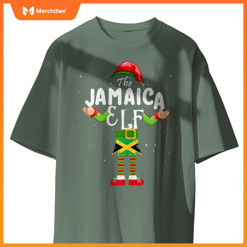 Jamaica Elf Matching Proud Patriotic Group Christmas Party T-Shirt