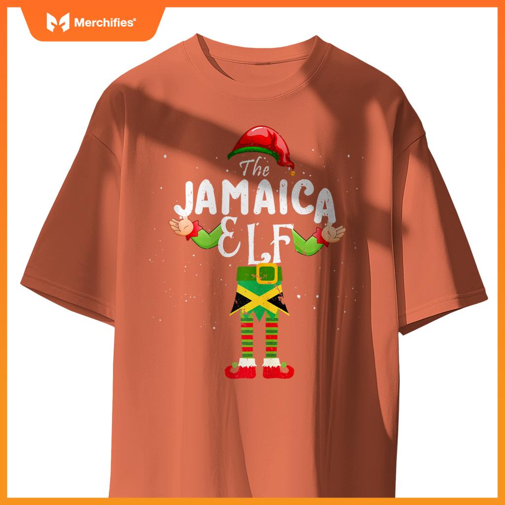 Jamaica Elf Matching Proud Patriotic Group Christmas Party T-Shirt