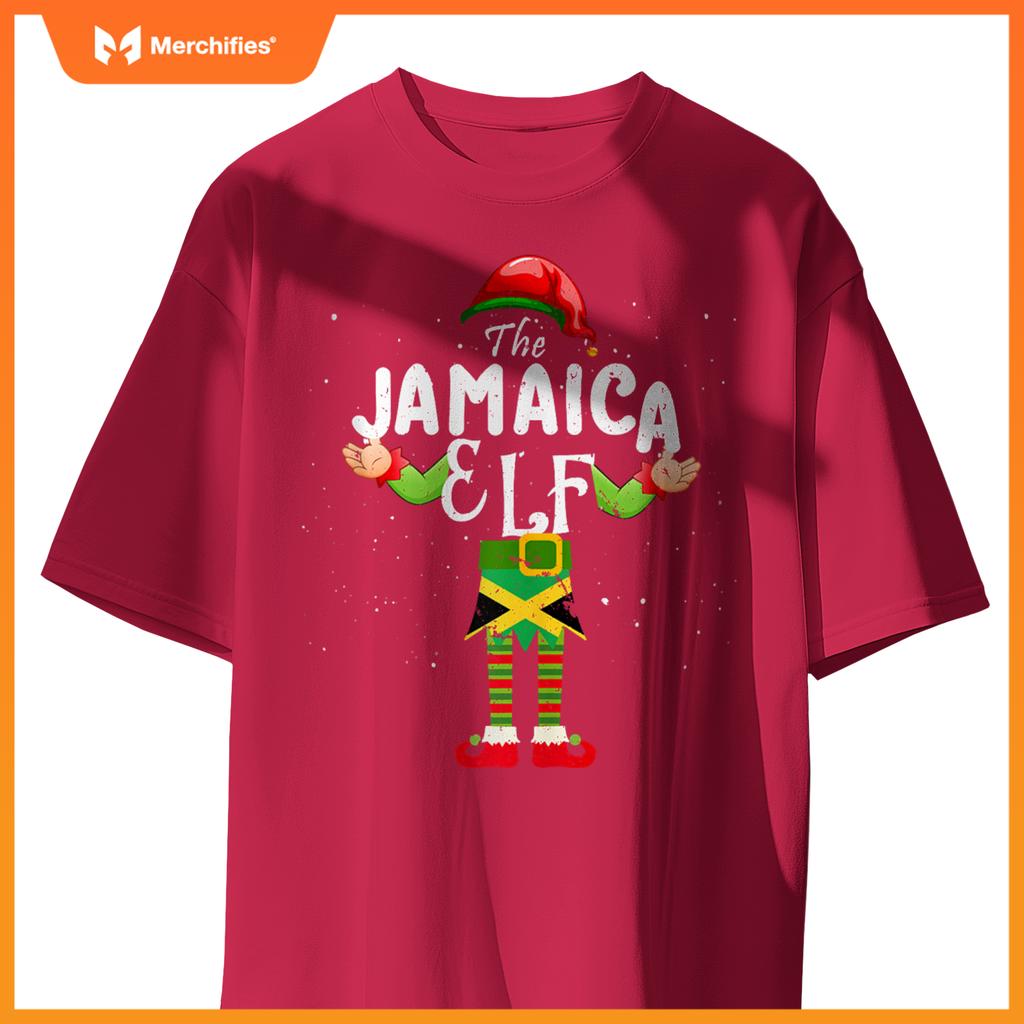 Jamaica Elf Matching Proud Patriotic Group Christmas Party T-Shirt
