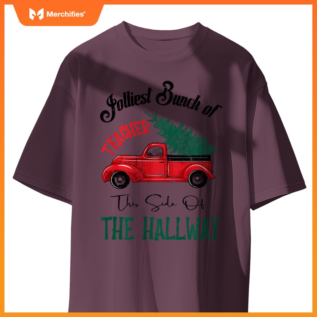 Jolliest Bunch of Teachers Christmas Humor Vintage Car T-Shirt