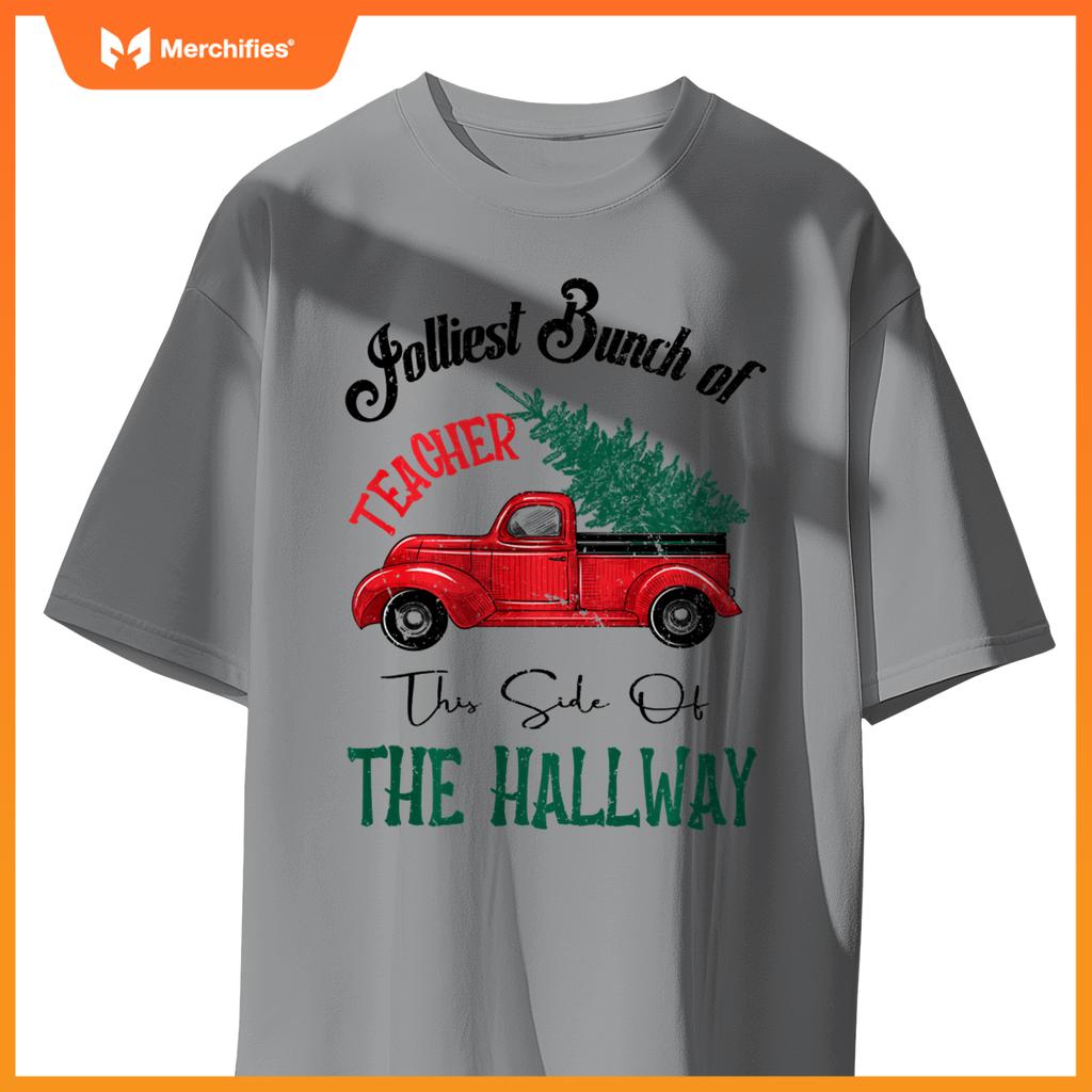 Jolliest Bunch of Teachers Christmas Humor Vintage Car T-Shirt