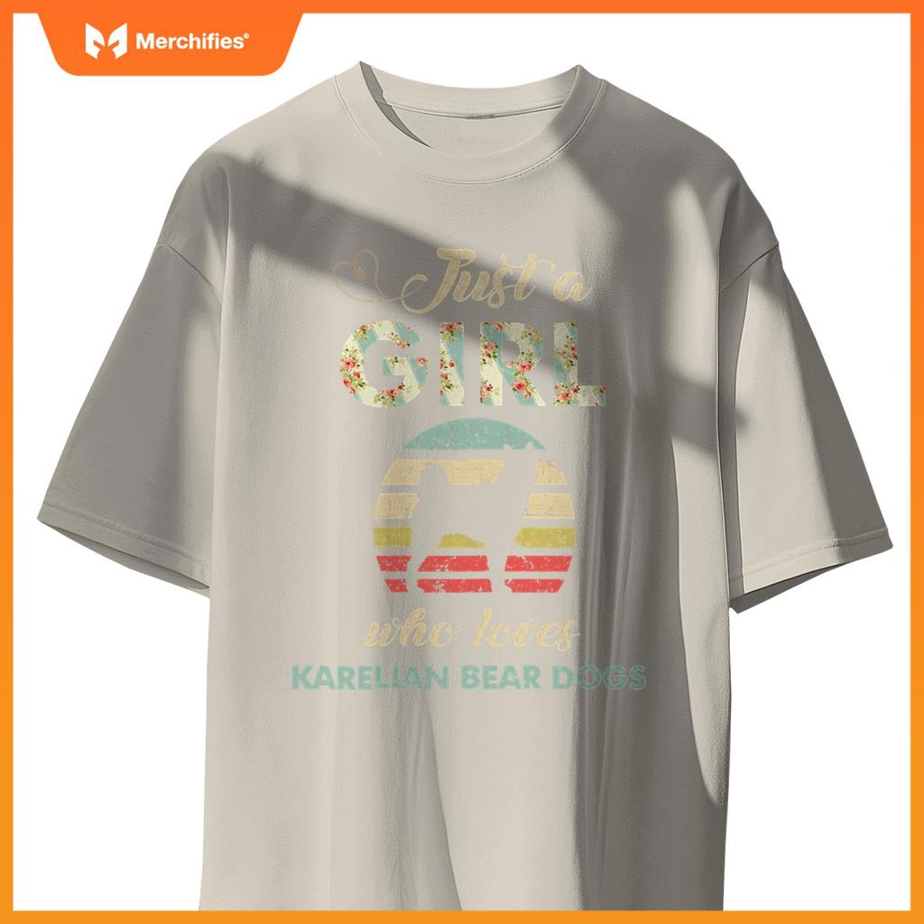 Just A Girl Who Loves Karelian Bear Dogs Retro Vintage Dog T-Shirt