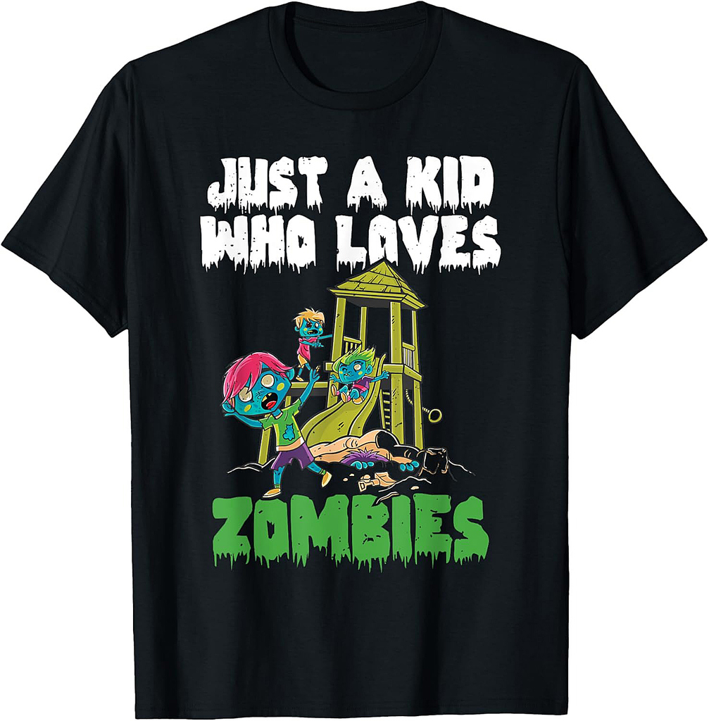 Just A Kid Who Loves Zombies Halloween Zombie Enthusiast T-Shirt