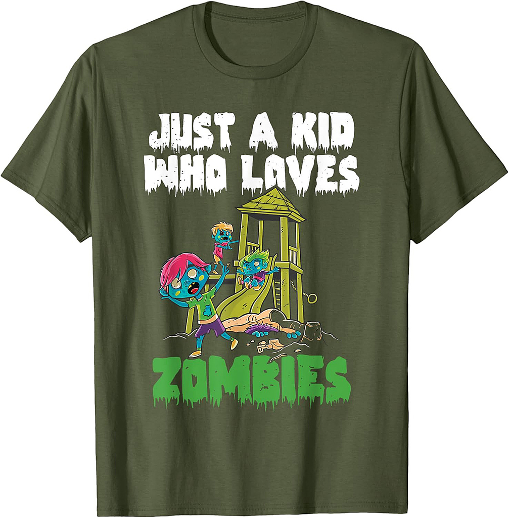 Just A Kid Who Loves Zombies Halloween Zombie Enthusiast T-Shirt