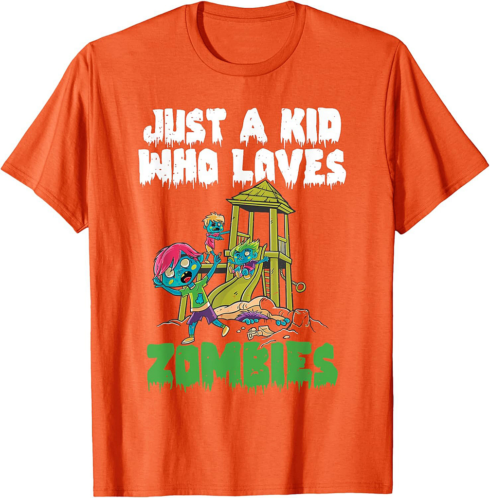 Just A Kid Who Loves Zombies Halloween Zombie Enthusiast T-Shirt
