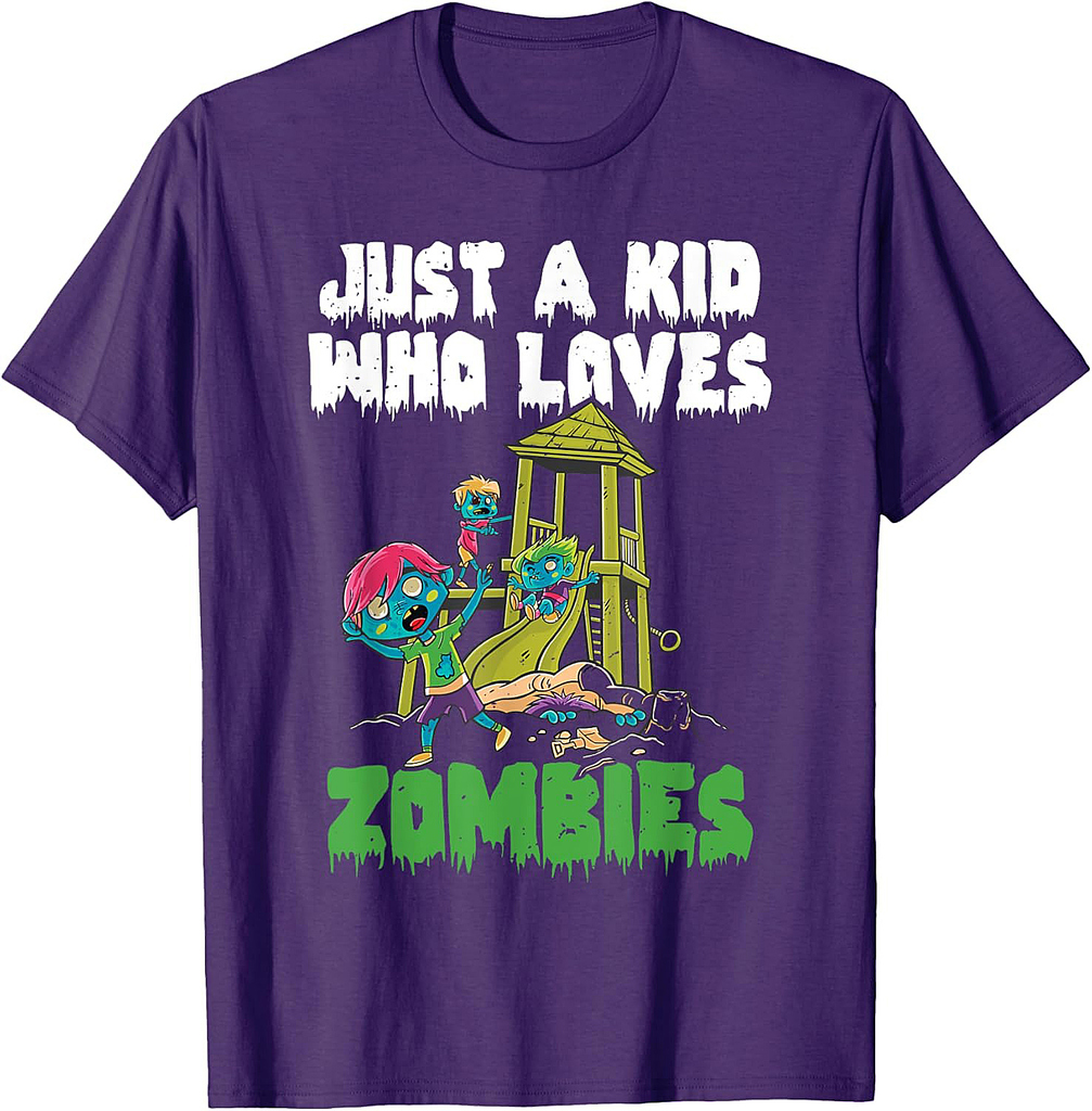 Just A Kid Who Loves Zombies Halloween Zombie Enthusiast T-Shirt