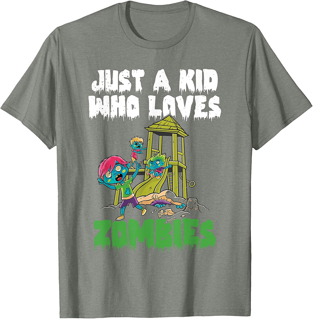 Just A Kid Who Loves Zombies Halloween Zombie Enthusiast T-Shirt