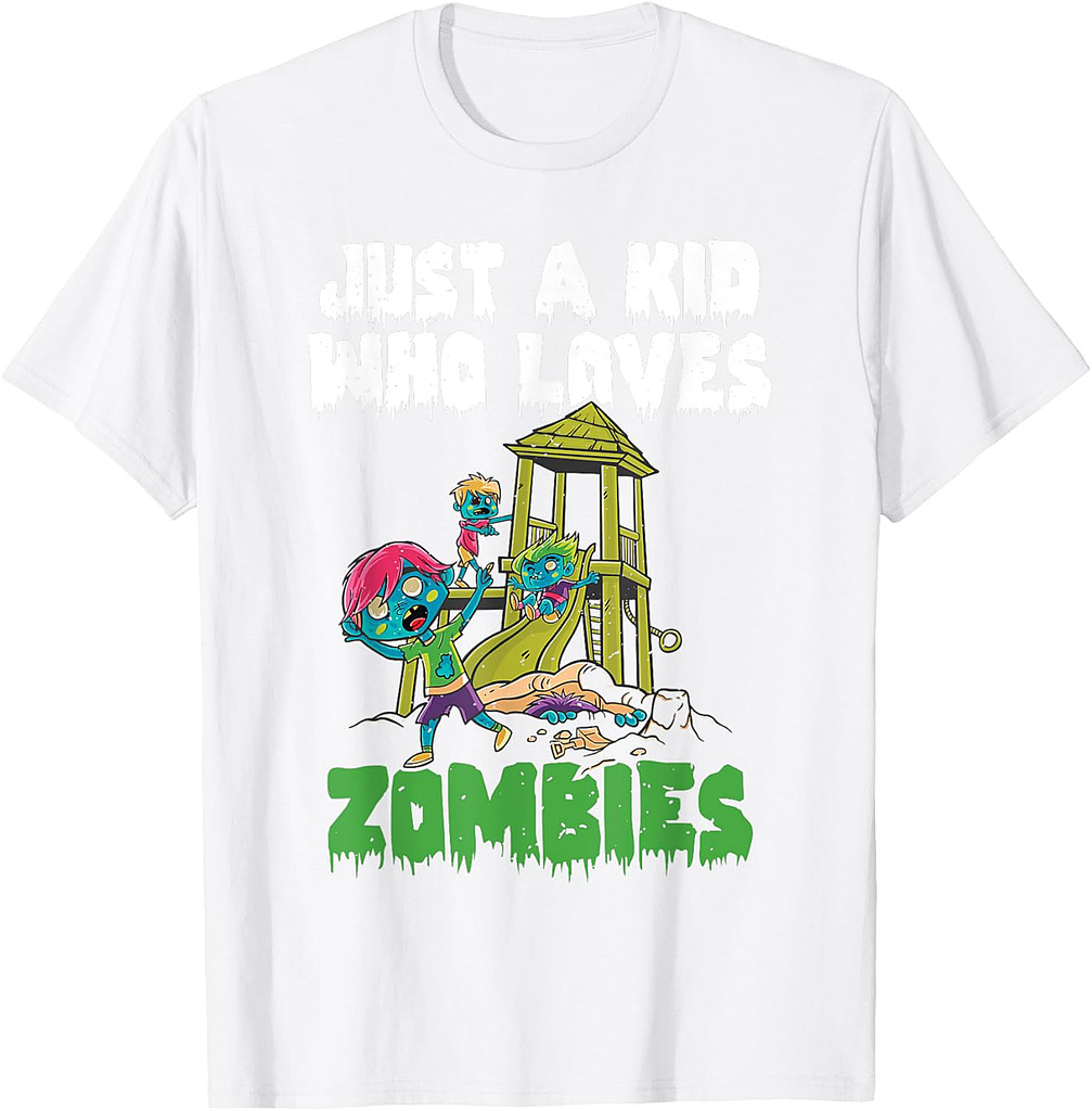 Just A Kid Who Loves Zombies Halloween Zombie Enthusiast T-Shirt