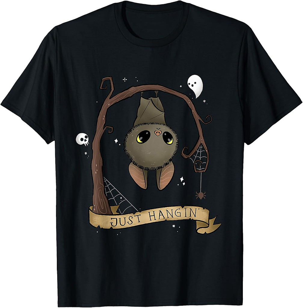 Just Hangin Halloween Cute Hanging Bat Spooky Adorable T-Shirt