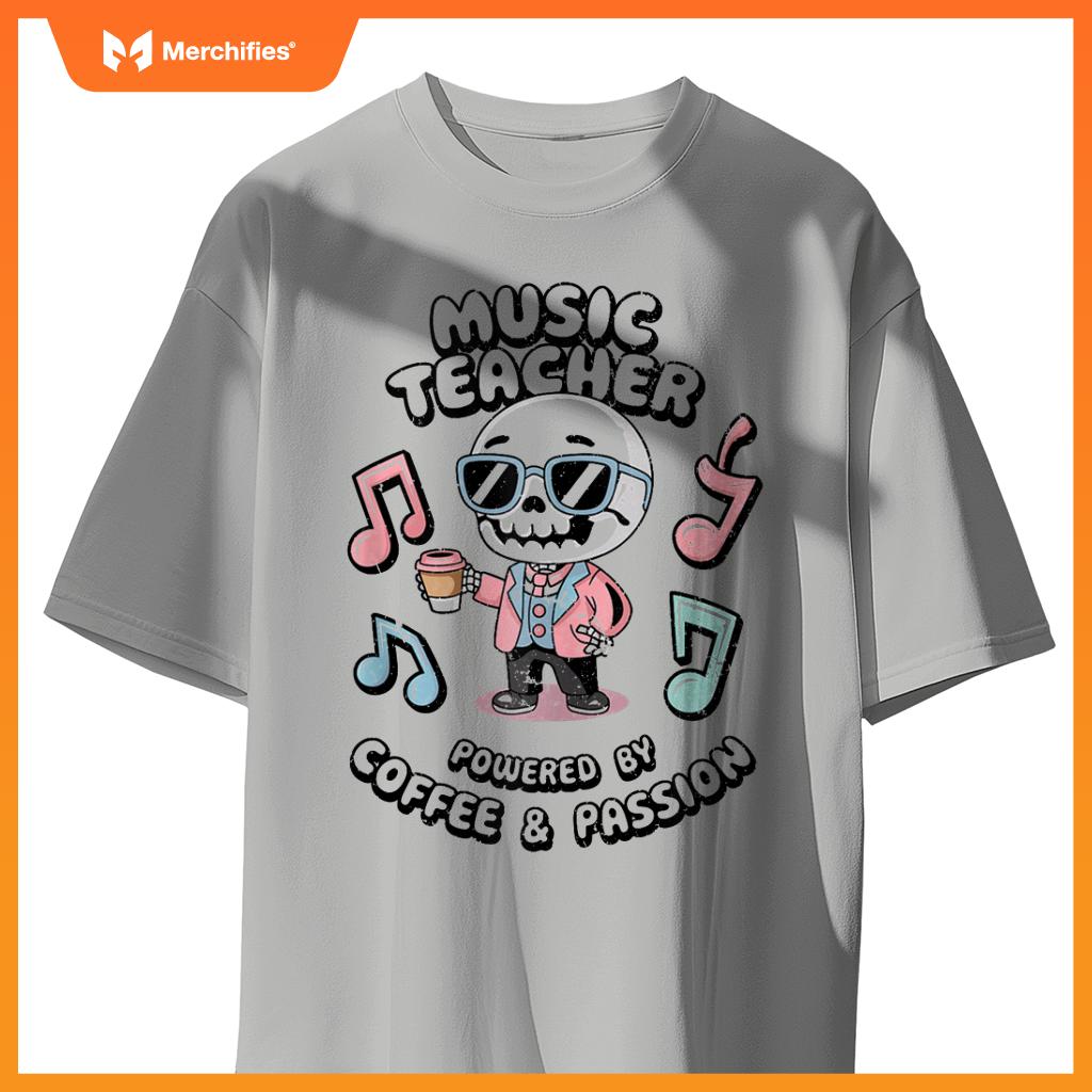 Kawaii Skeleton Music Teacher Powered By Coffee & Creativity
