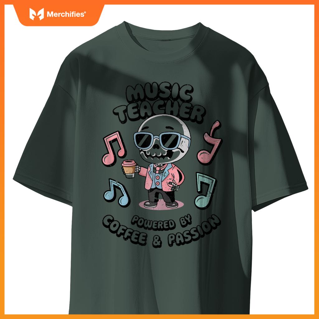 Kawaii Skeleton Music Teacher Powered By Coffee & Creativity