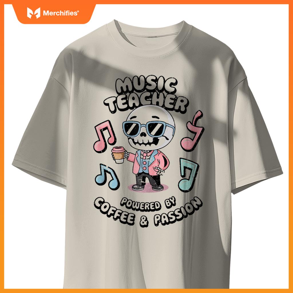 Kawaii Skeleton Music Teacher Powered By Coffee & Creativity