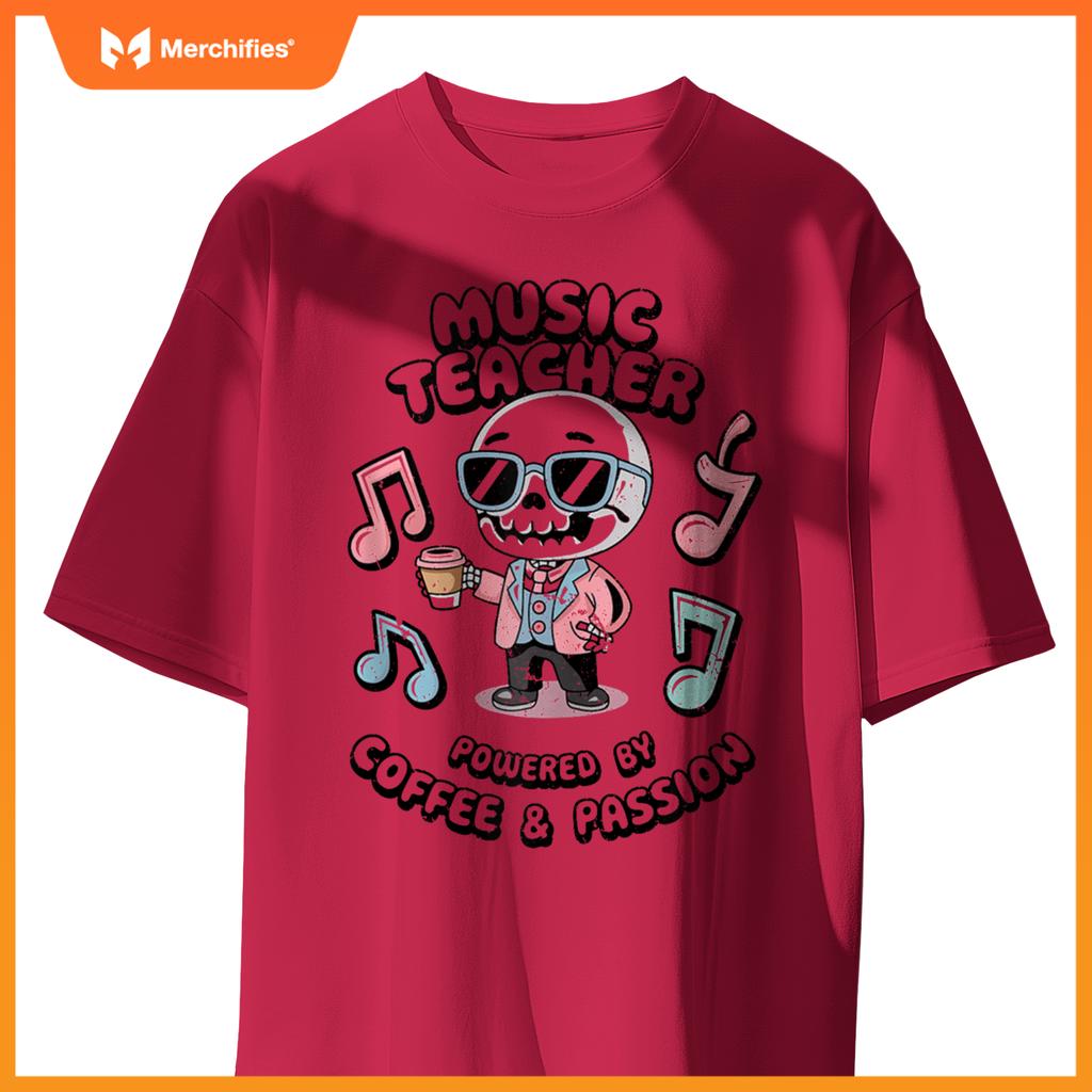 Kawaii Skeleton Music Teacher Powered By Coffee & Creativity
