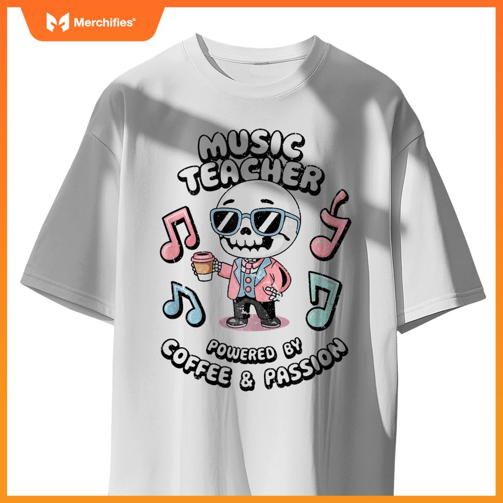 Kawaii Skeleton Music Teacher Powered By Coffee & Creativity