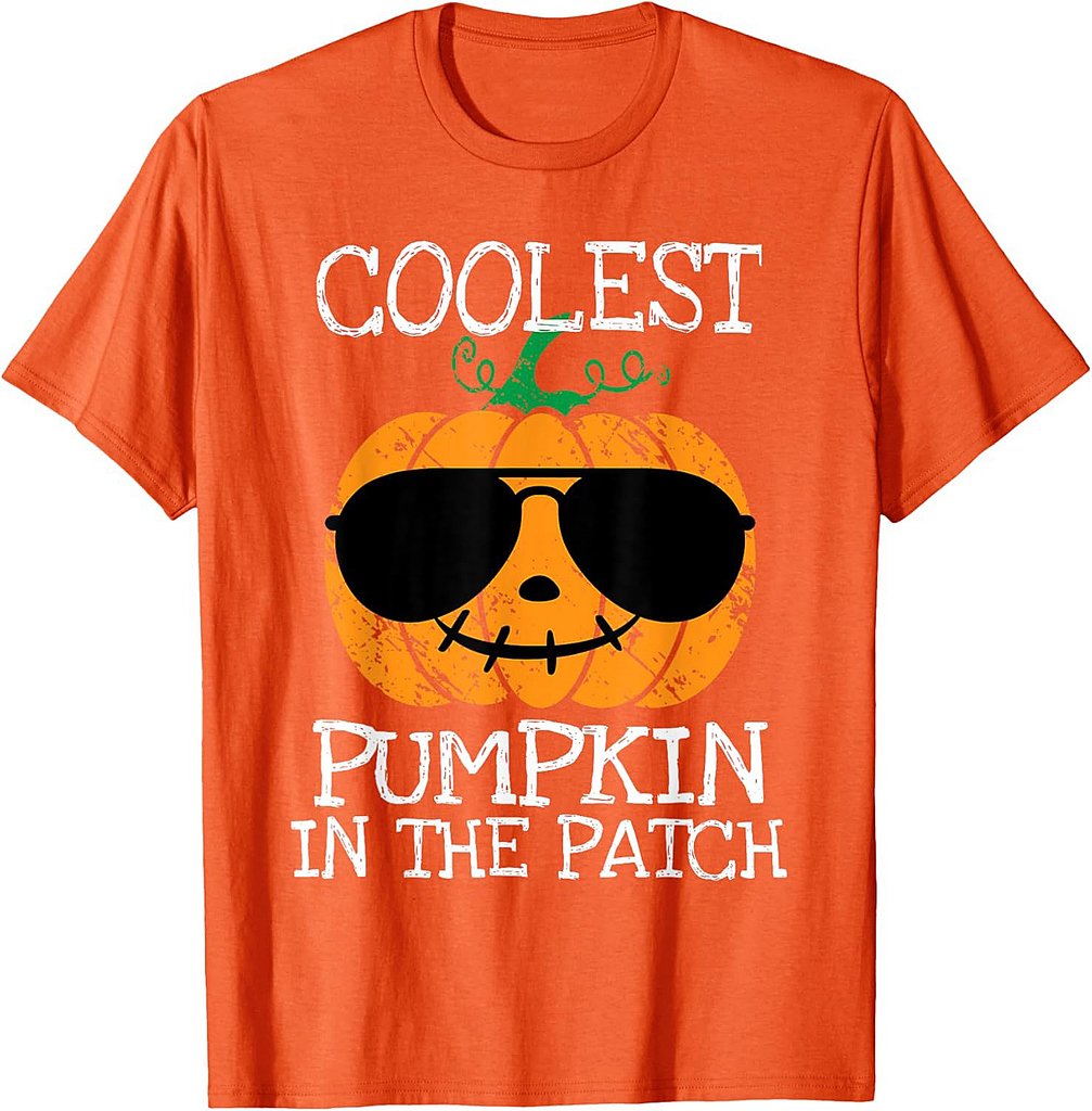 Kids Coolest Pumpkin In The Patch Halloween Boys Girls Teens T-Shirt