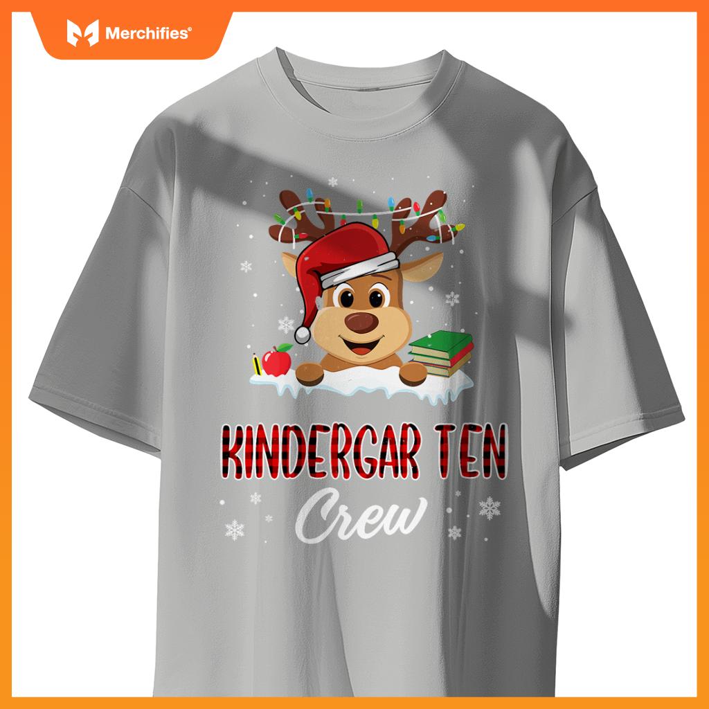 Kindergarten Crew Funny Reindeer Teacher Student Christmas