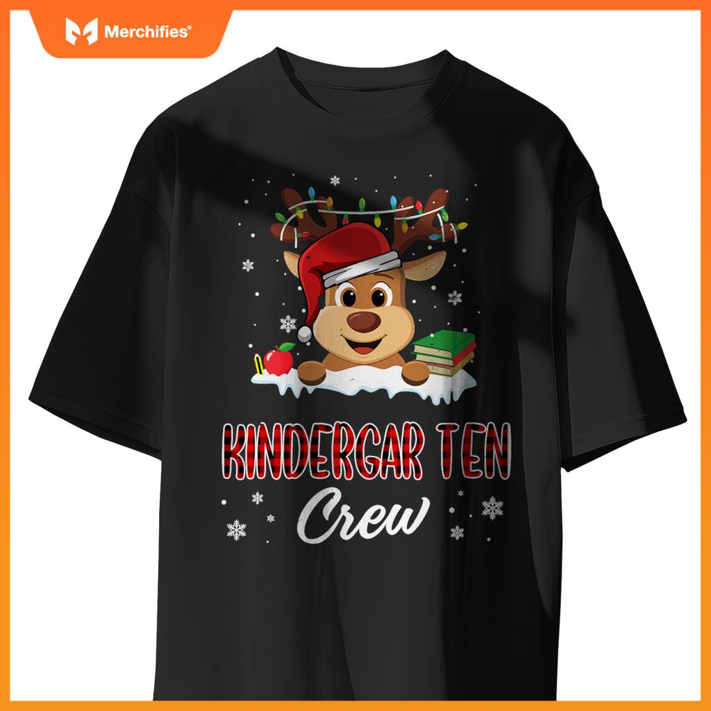 Kindergarten Crew Funny Reindeer Teacher Student Christmas