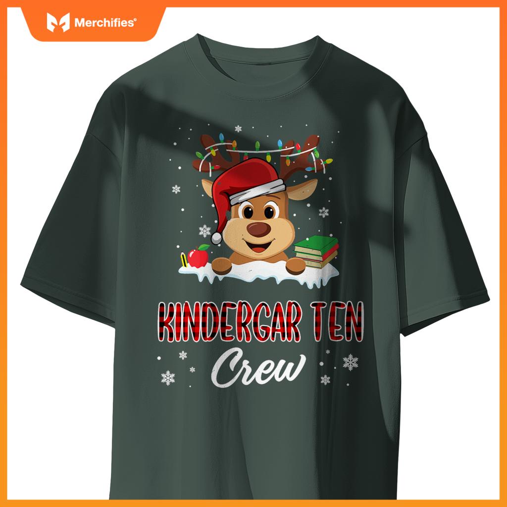 Kindergarten Crew Funny Reindeer Teacher Student Christmas