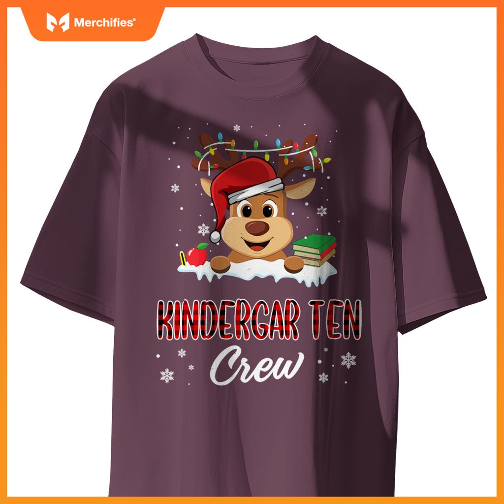 Kindergarten Crew Funny Reindeer Teacher Student Christmas