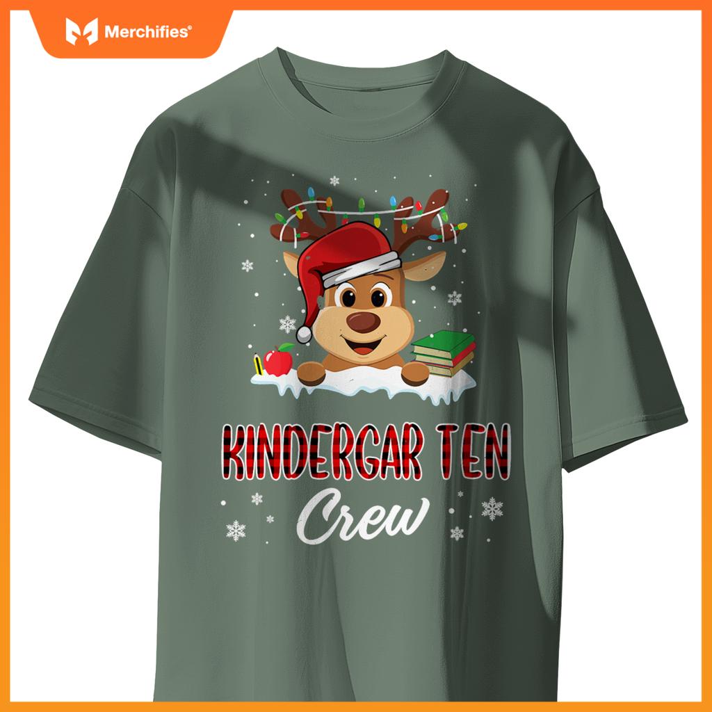 Kindergarten Crew Funny Reindeer Teacher Student Christmas