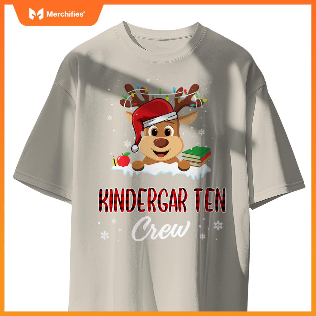 Kindergarten Crew Funny Reindeer Teacher Student Christmas