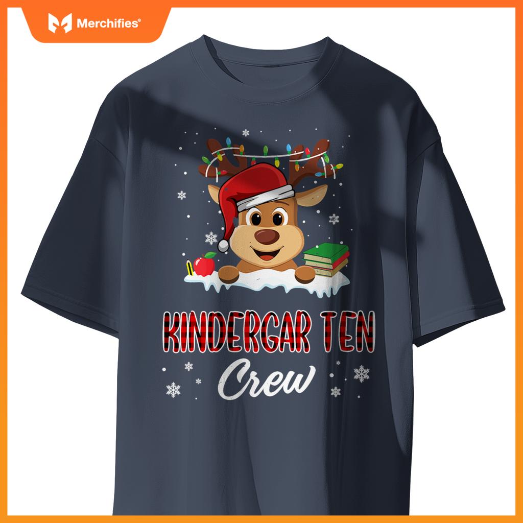 Kindergarten Crew Funny Reindeer Teacher Student Christmas
