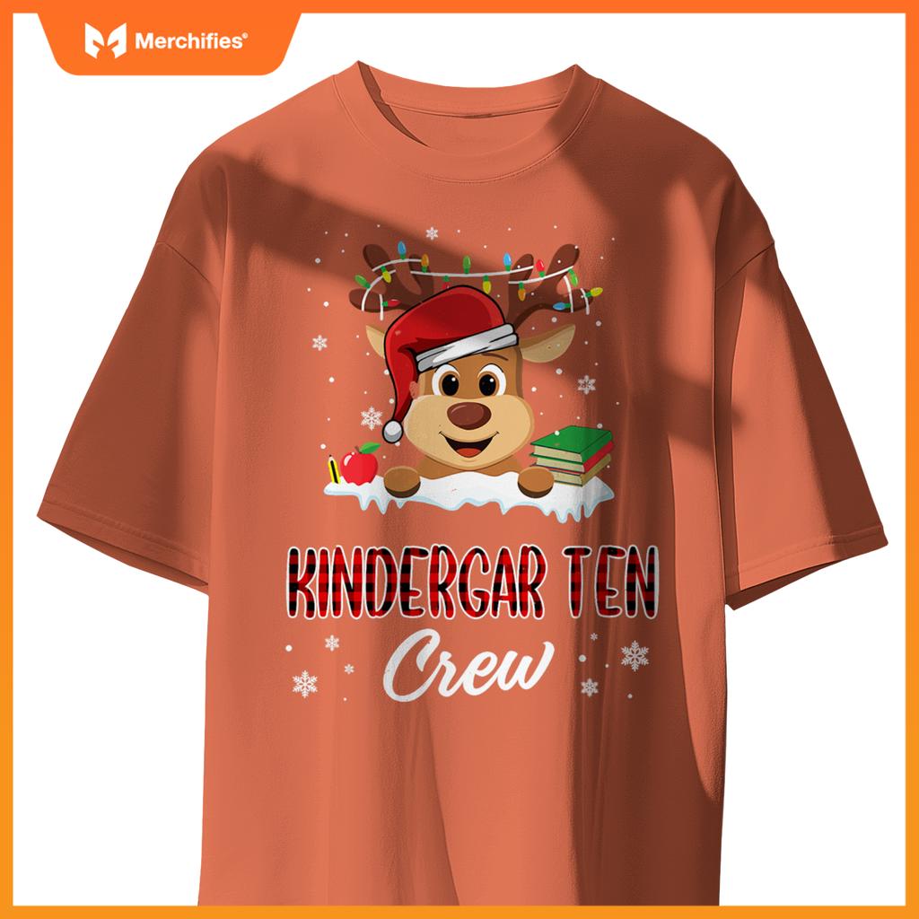 Kindergarten Crew Funny Reindeer Teacher Student Christmas