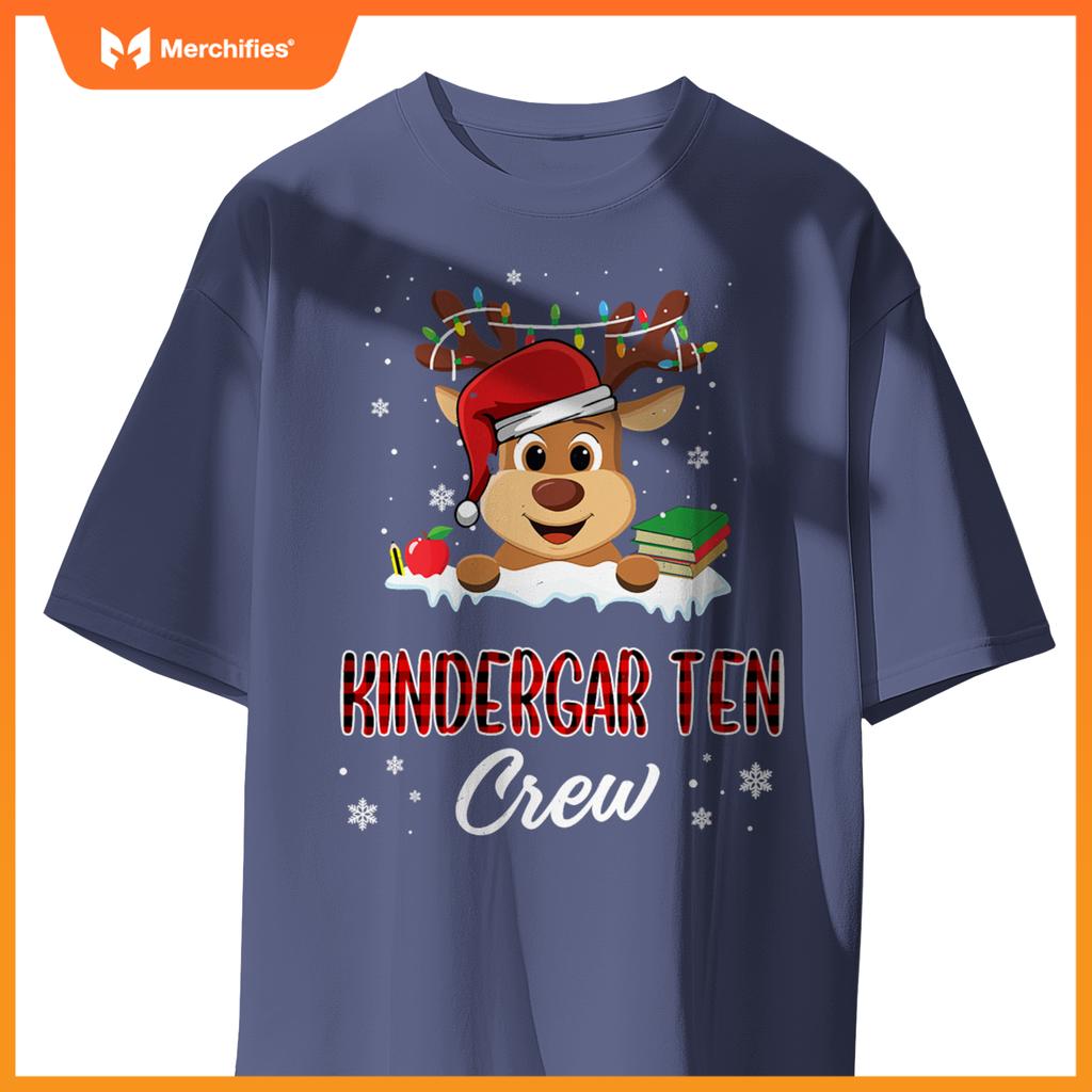 Kindergarten Crew Funny Reindeer Teacher Student Christmas